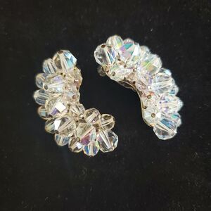 Vintage MCM Designer Signed Laguna Crystal Beaded Earrings